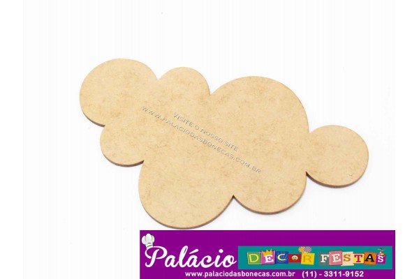 APLIQUE NUVEM A LASER 10CM COM 3 UNIDADES MDF